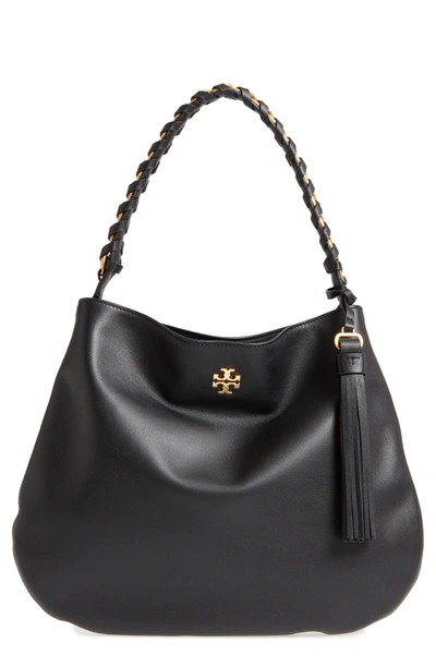 Tory Burch Brooke Whipstitch Chain Leather Hobo Bag In Black | ModeSens