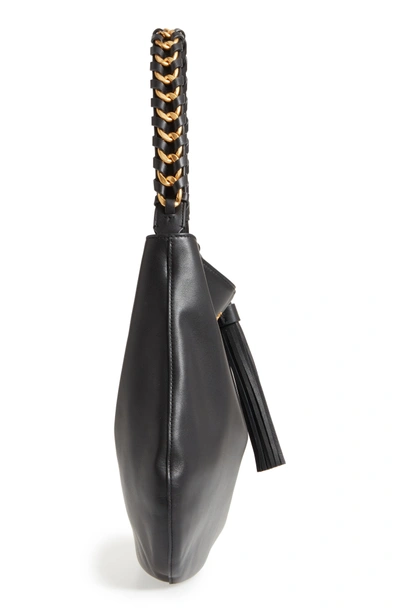 Tory Burch Brooke Whipstitch Chain Leather Hobo Bag In Black | ModeSens