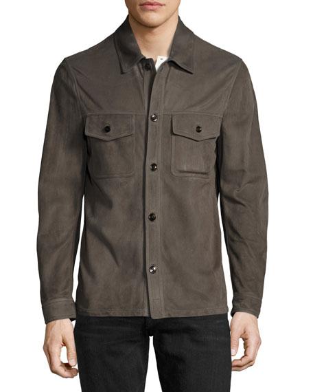 Tom Ford Lightweight Suede Shirt Jacket, Brown In Gray | ModeSens