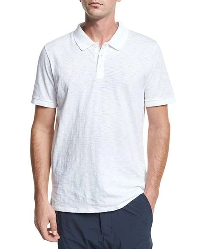 Shop Vince Classic Slub Cotton Polo Shirt In White
