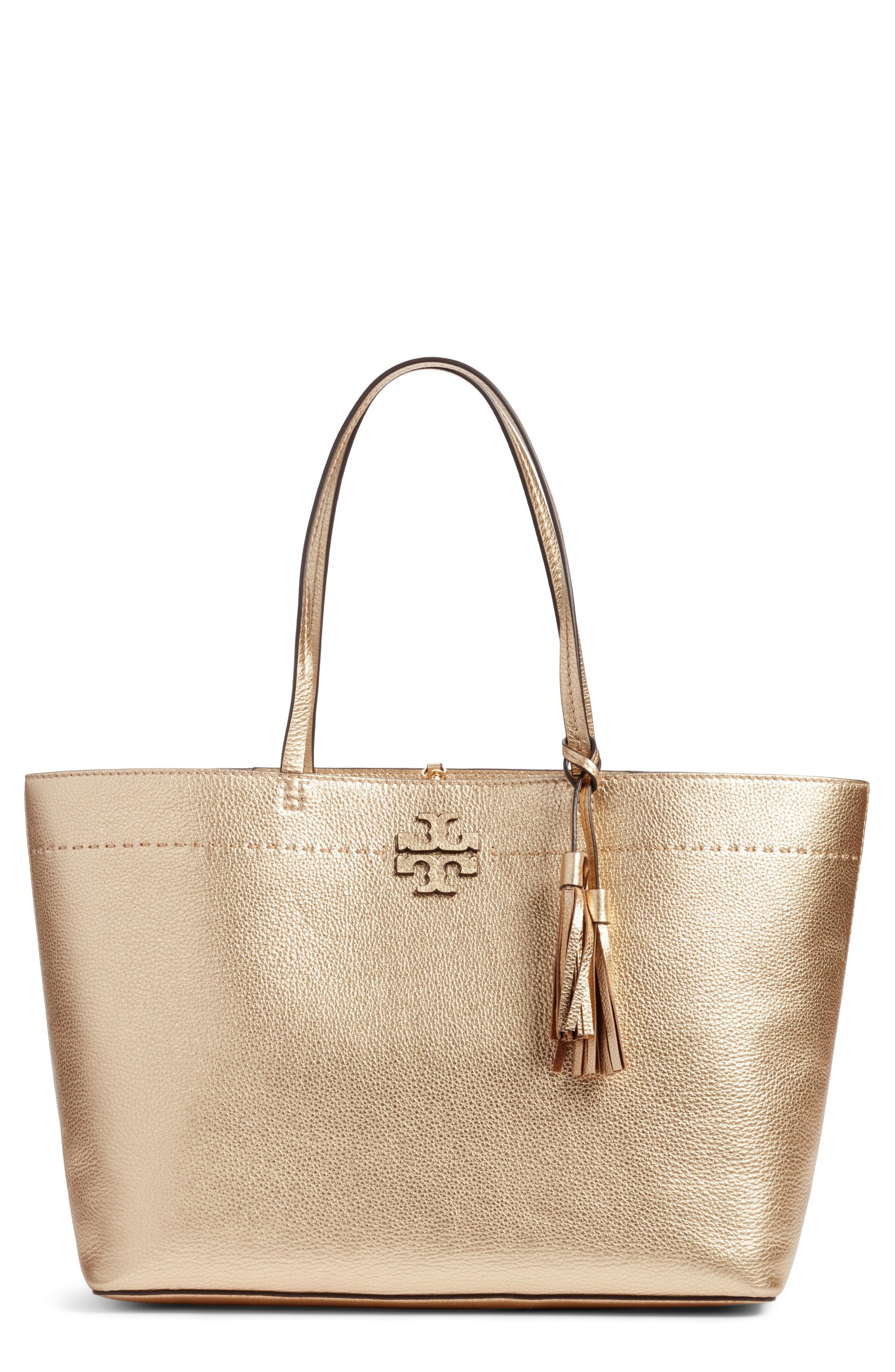 tory burch mcgraw gold tote