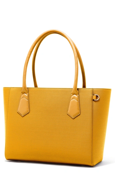 Shop Dagne Dover Signature Classic Coated Canvas Tote - Yellow In Sol