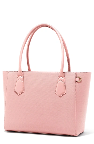 Dagne Dover Signature Classic Coated Canvas Tote - Pink In Lychee