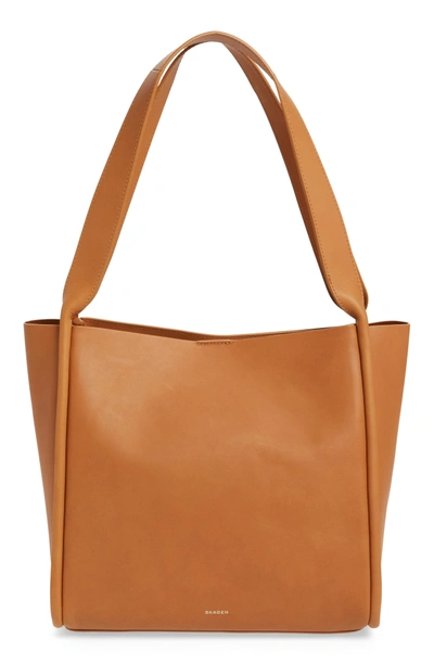 Shop Skagen Karalie Shoulder Bag - Beige In Tan