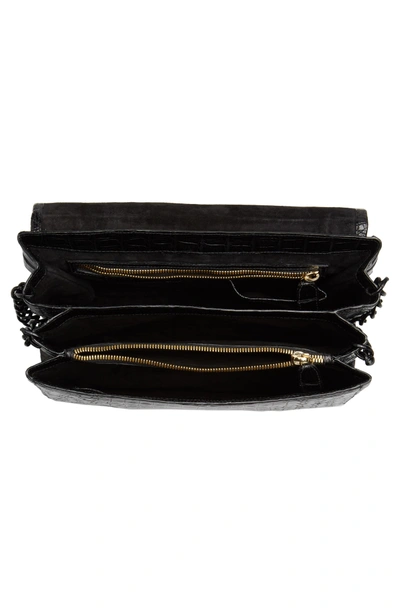 Shop Nancy Gonzalez Genuine Crocodile Shoulder Bag - Black In Black Matte