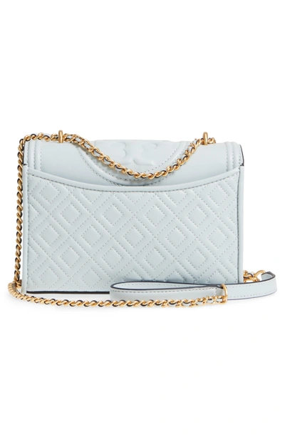 Shop Tory Burch Small Fleming Leather Convertible Shoulder Bag - Blue In Seltzer