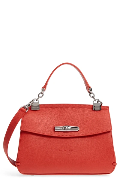 Shop Longchamp Madeleine Leather Satchel - Red In Burnt Red