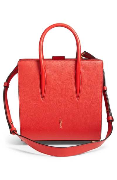 Shop Christian Louboutin Small Paloma Empire Leather Tote In Red/ Red