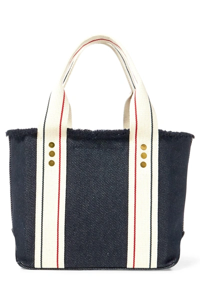 Shop Polo Ralph Lauren Small Pony Canvas Tote - Blue In Indigo/ White