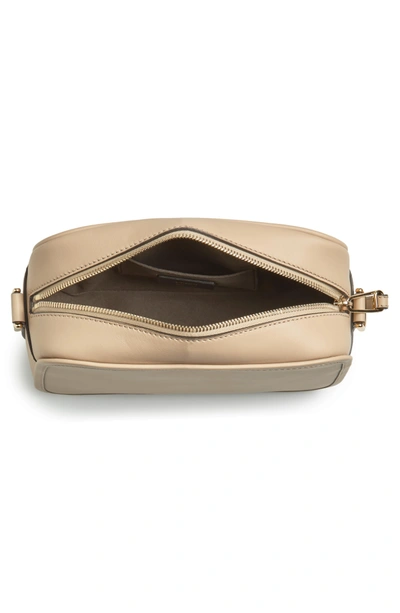 Shop Fendi Logo Leather Camera Bag - Beige