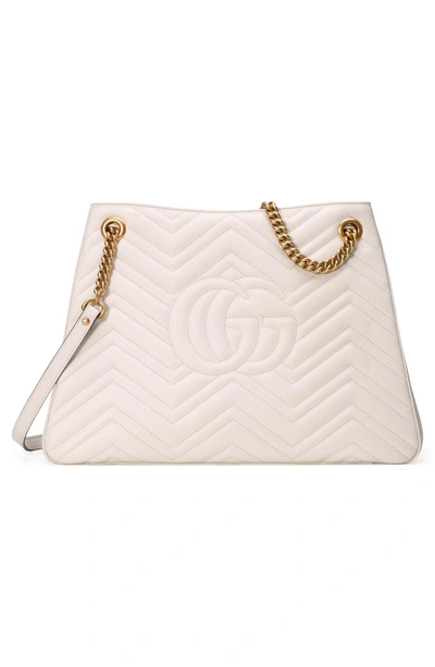 Shop Gucci Gg Marmont Matelasse Leather Shoulder Bag - None In Mystic White
