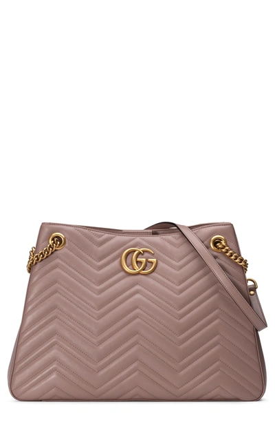 Shop Gucci Gg Marmont Matelasse Leather Shoulder Bag - Coral In Porcelain Rose