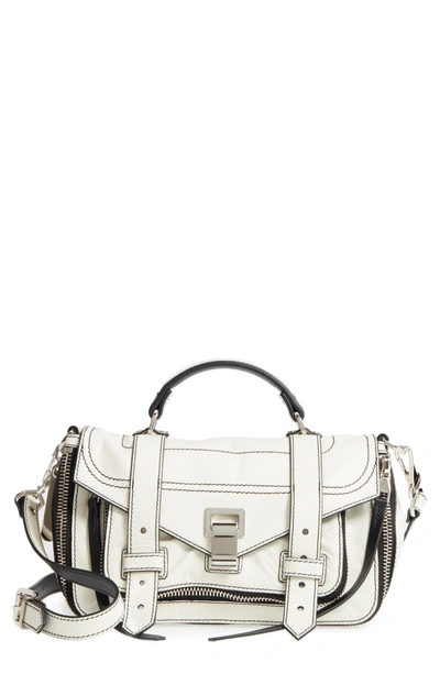 Shop Proenza Schouler Tiny Ps1 Paper Leather Satchel - White In Off White