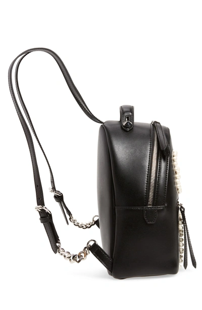 Shop Fendi Mini Imitation Pearl Bow Leather Backpack - Black