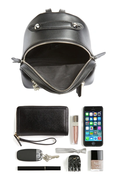 Shop Fendi Mini Imitation Pearl Bow Leather Backpack - Black