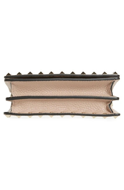 Shop Valentino Rockstud Leather Pouch Wallet On A Chain In Poudre