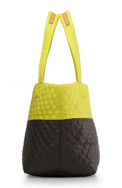 Shop Mz Wallace Medium Metro Quilted Nylon Tote In Neon Yellow/ Magnet
