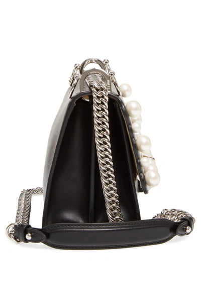 Shop Fendi Small Kan I Imitation Pearl Stud Calfskin Shoulder Bag In Black