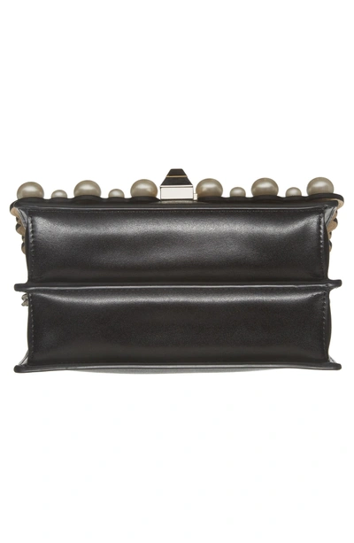 Shop Fendi Small Kan I Imitation Pearl Stud Calfskin Shoulder Bag In Black