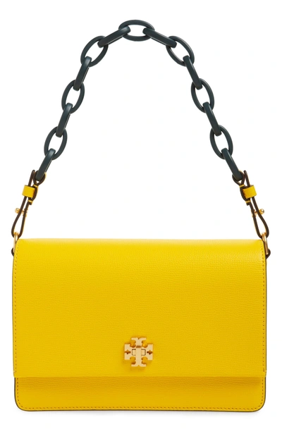 Shop Tory Burch Kira Leather Shoulder Bag - Yellow In Daisy