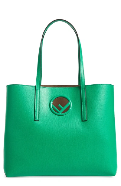 Shop Fendi Logo Leather Shopper - Green
