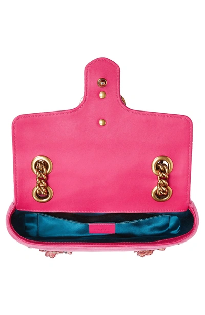 Shop Gucci Mini Gg Matelasse Velvet Shoulder Bag In Raspberry