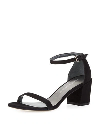 Shop Gucci Simple Suede Chunky-heel City Sandals In Black