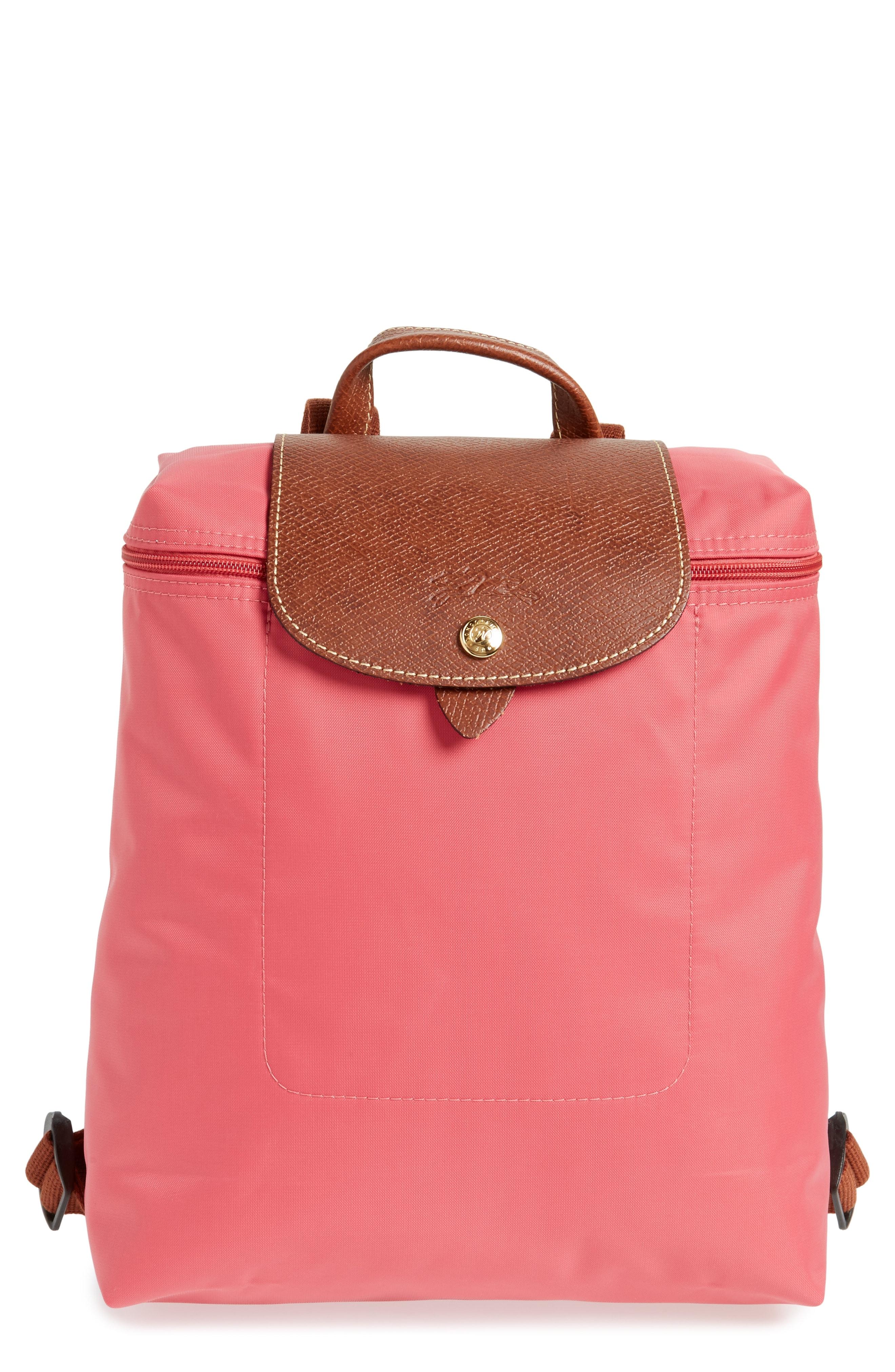 longchamp le pliage backpack pink