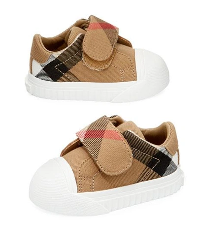 Shop Burberry Beech Check Sneaker, Beige/white, Infant/toddler Sizes 3m-5t