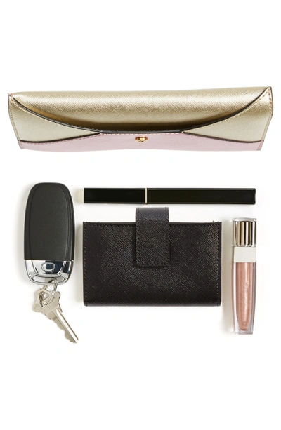 Shop Marc Jacobs Double-j Saffiano Leather Pouch - Metallic In Silver Multi