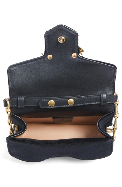 Shop Gucci Broadway Bee Velvet Shoulder Bag - Black In Nero