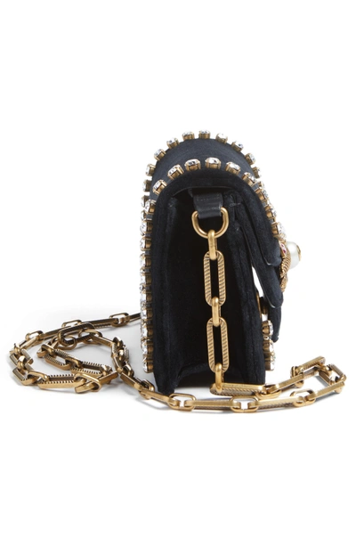 Shop Gucci Broadway Bee Velvet Shoulder Bag - Black In Nero