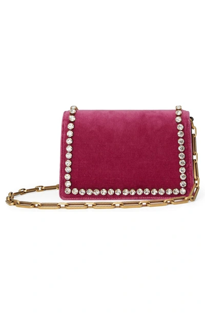 Gucci Broadway Crystal G Velvet Shoulder Bag in Red