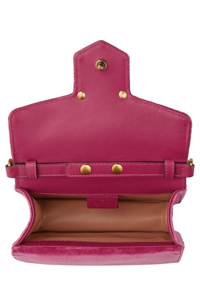 Shop Gucci Broadway Bee Velvet Shoulder Bag In Pink