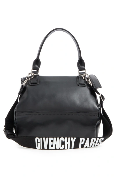 Shop Givenchy Small Pandora - Logo Leather Satchel - Black