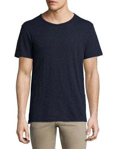 Shop Vince Slub Short-sleeve Crewneck T-shirt, Navy