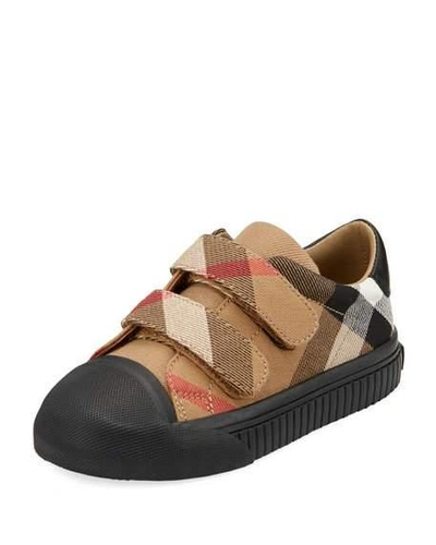 Shop Burberry Belside Check Sneaker, Beige/black, Toddler/youth Sizes 10t-4y