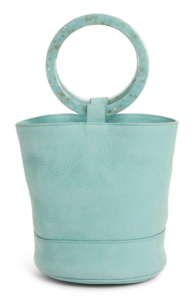 Shop Simon Miller Bonsai 20 Pebbled Leather Bucket Bag - Blue In Splash