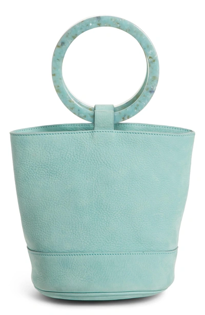 Shop Simon Miller Bonsai 20 Pebbled Leather Bucket Bag - Blue In Splash