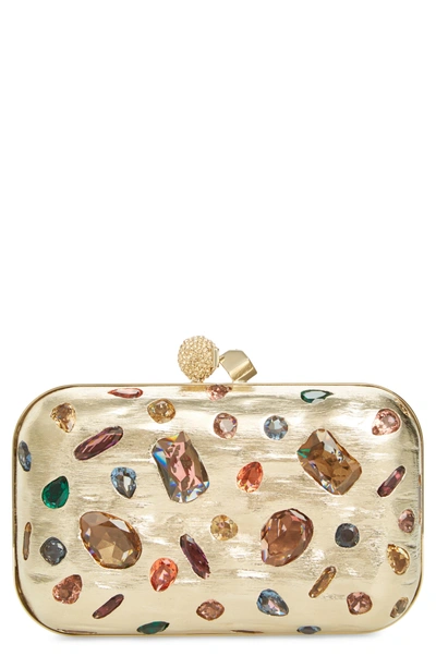 Shop Jimmy Choo Cloud Minaudiere Crystal Embellished Metallic Box Clutch - Metallic In Gold Multi