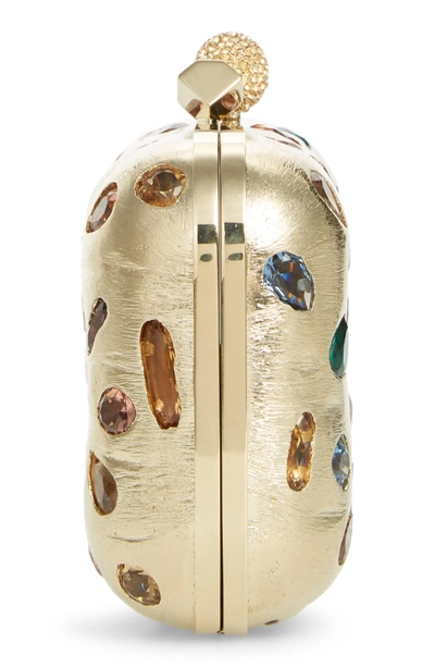Shop Jimmy Choo Cloud Minaudiere Crystal Embellished Metallic Box Clutch - Metallic In Gold Multi