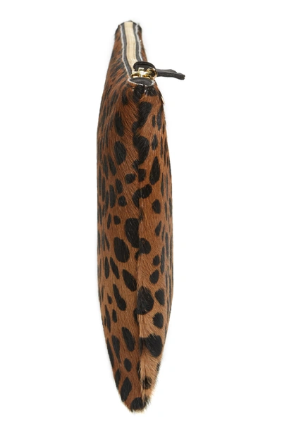 Shop Clare V Leopard Print Genuine Calf Hair Clutch - Brown