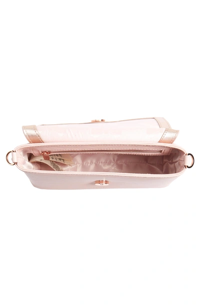 Shop Ted Baker Bowii Bow Mini Bark Leather Crossbody Bag - Pink In Light Pink
