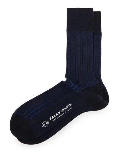 Shop Falke Shadow-stripe Knit Socks In Navy