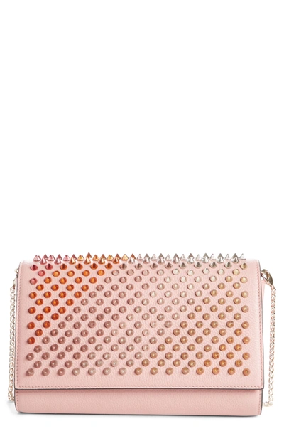 Shop Christian Louboutin Paloma Spiked Leather Clutch - Purple In Voile/ Multimetal