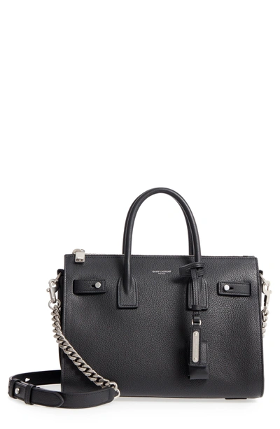 Shop Saint Laurent Baby Sac De Jour Calfskin Tote - Black In Noir