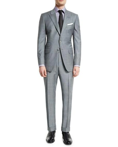 Shop Tom Ford O'connor Base Sharkskin Two-piece Suit, Light Gray In Light Grey