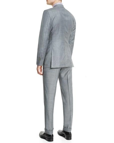 Shop Tom Ford O'connor Base Sharkskin Two-piece Suit, Light Gray In Light Grey