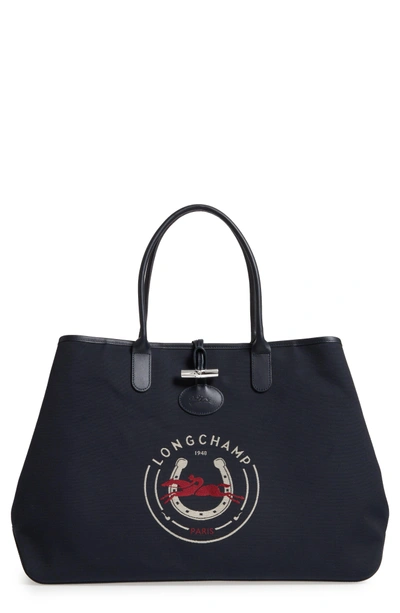Shop Longchamp Roseau 1948 Extra Large Tote In Navy