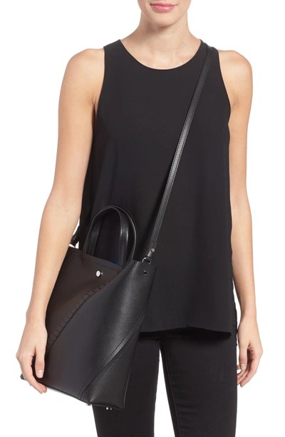 Shop Proenza Schouler Mini Hex Whipstitch Calfskin Leather Tote - Black In Blackdnu